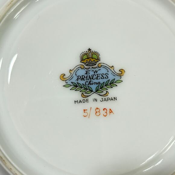 EW Princess Japan bowl & saucer set white pink gold lotus flower porcelain - Picture 9 of 9